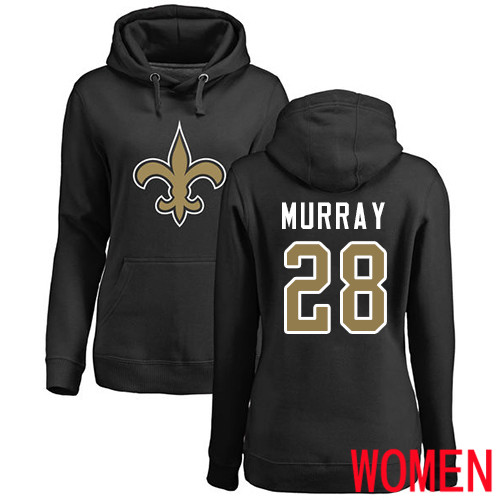 New Orleans Saints Black Women Latavius Murray Name and Number Logo NFL Football #28 Pullover Hoodie Sweatshirts->women nfl jersey->Women Jersey